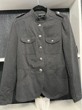 INC International Concepts Dark Gray Military-Style Blazer